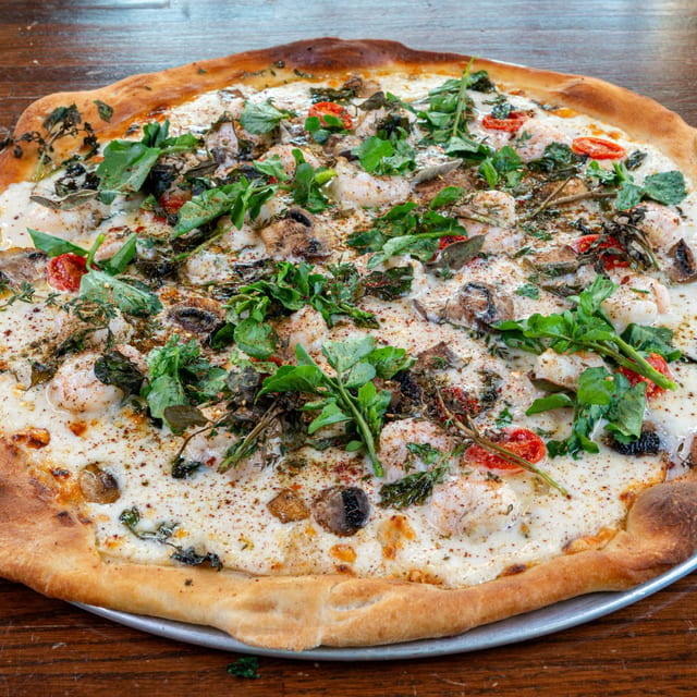 Shrimp Fredo Pizza.