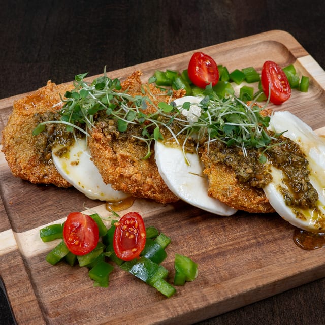 Fried Green Tomato Caprese.