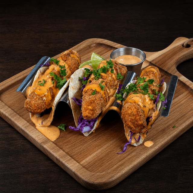 Blue Eye Crispy Fish Tacos.