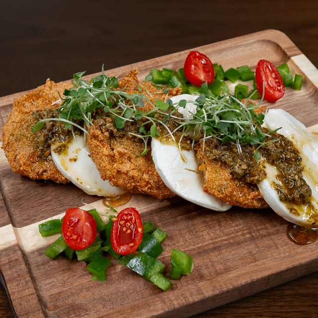 Fried Green Tomato Caprese.