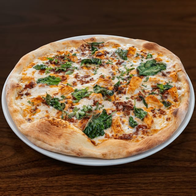 Chicken Alfredo Pizza.
