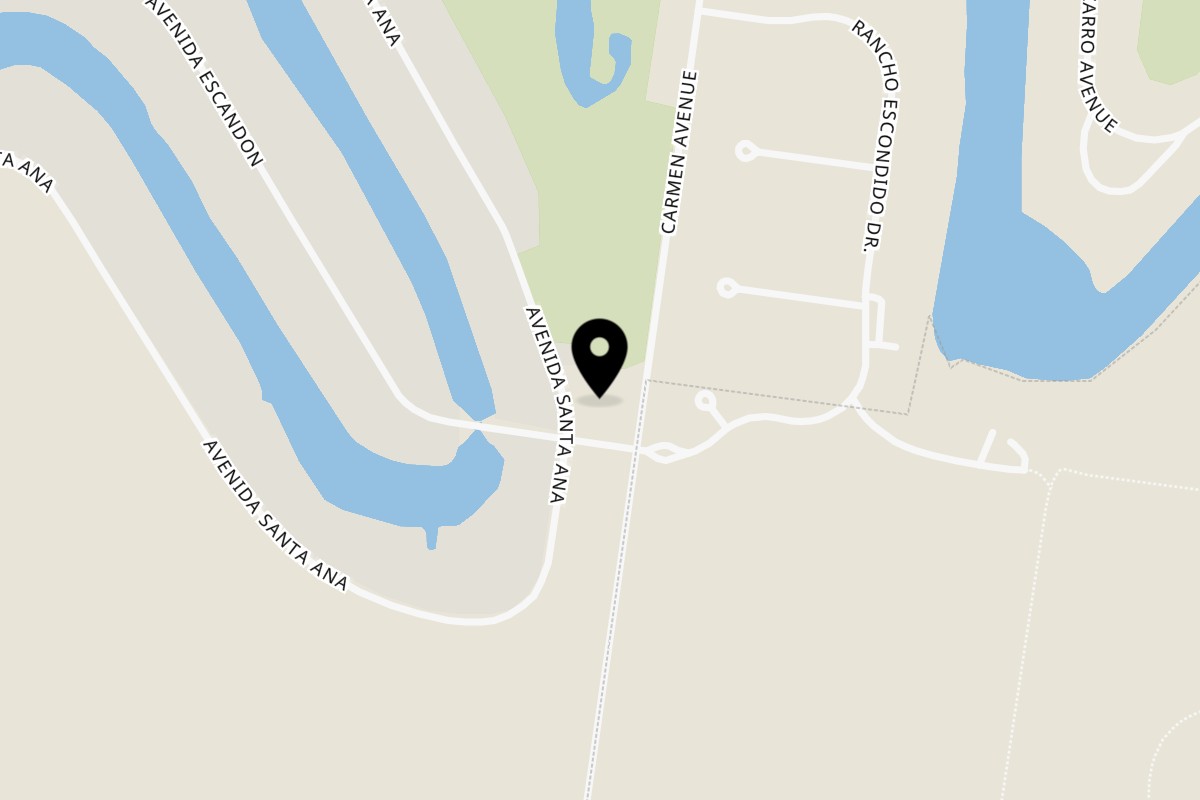 Map showing the location of Blue Eye Bistro on 101 Carmen Ave Suite A in Rancho Viejo